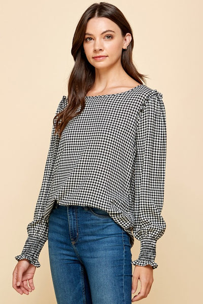 Black Plaid Top