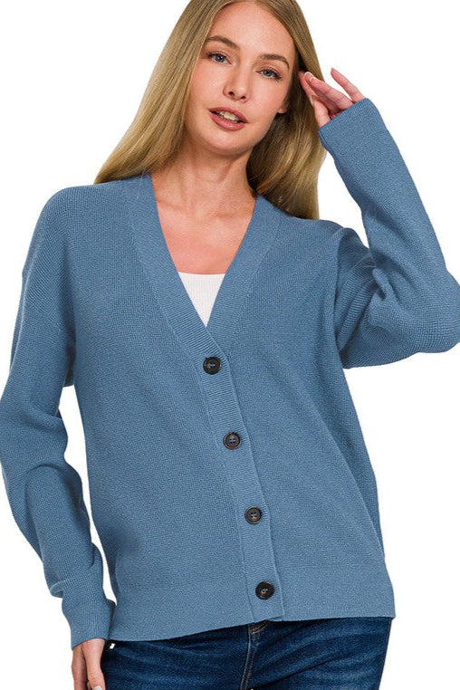 Button Cardigan - Blue