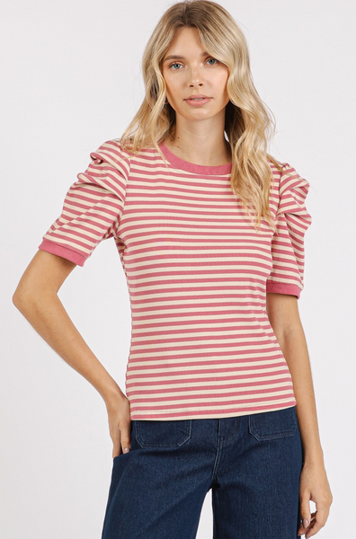 Mauve Ribbed Stripe Top