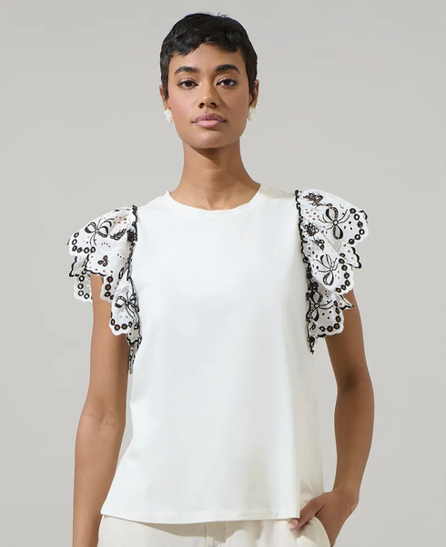 White Ruffle Knit Top