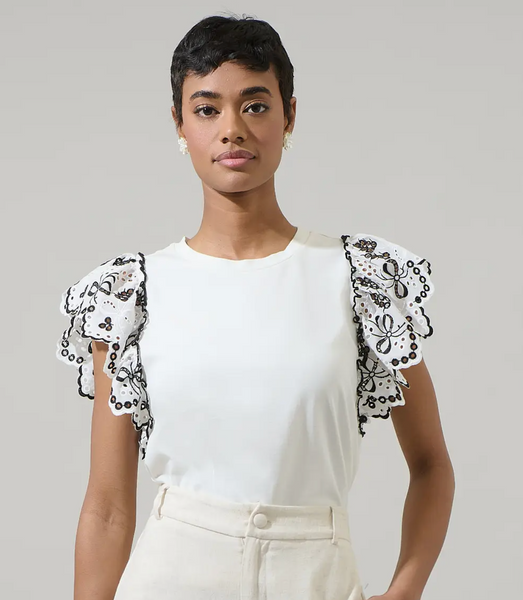 White Ruffle Knit Top
