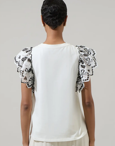 White Ruffle Knit Top