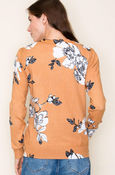 Camel Floral Sweater