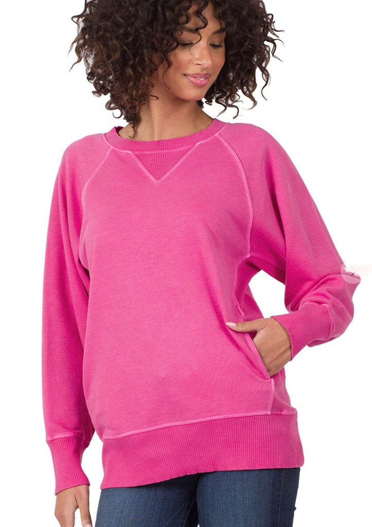 Hot Pink Sweatshirt with Pockets